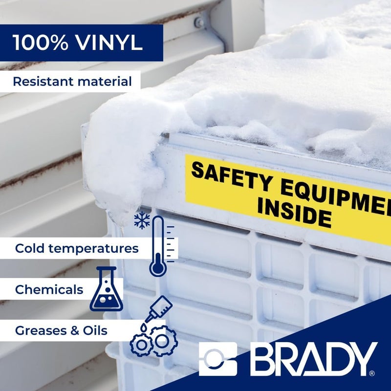 Brady Authentic (M4C-500-595-WT-BK) All-Weather Vinyl Labels 0.5 in W x 25ft Black on White. for use with BMP41, BMP51, M410, M510, and M511 Label Printers. - Image 3